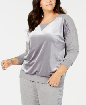 Alfani Plus Size Velvet-Panel Pajama Top