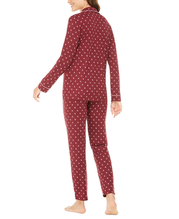 Alfani Super Soft Printed Long-Sleeve Top & Pajama Pants Set