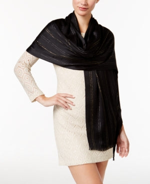 I.N.C. International Concepts Black Metallic Stripe Scarf Wrap