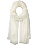 Calvin Klein Tonal Floral Liquid Lurex Eggshell Scarf