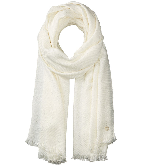 Calvin Klein Tonal Floral Liquid Lurex Eggshell Scarf