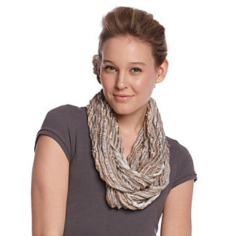 Collection 18 Chevron Pleat Loop Scarf Ivory Silver