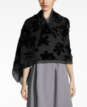 Vince Camuto Floral Burnout Wrap Scarf Black