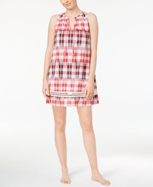 Lucky Brand Crochet-Trimmed Printed Cotton Nightgown