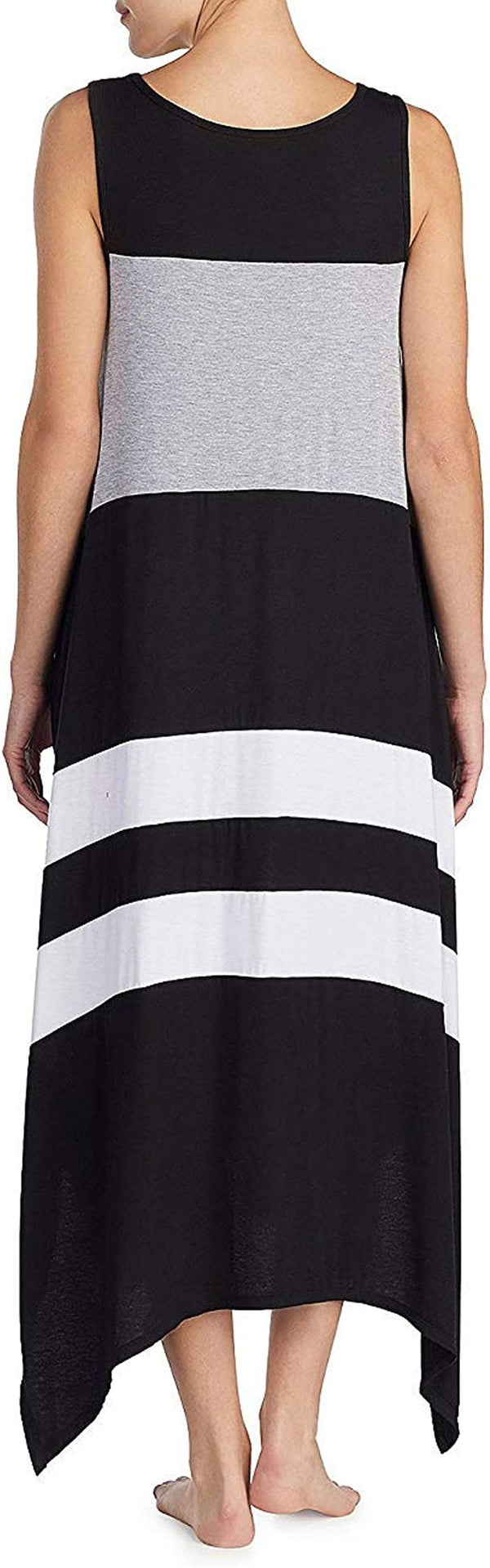 DKNY Women's Colorblock Maxi Long Chemise Sleeveless Nightgown