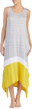 DKNY Women's Colorblock Maxi Long Chemise Sleeveless Nightgown