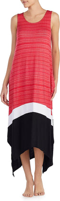 DKNY Women's Colorblock Maxi Long Chemise Sleeveless Nightgown