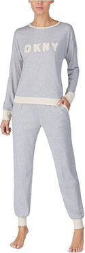 DKNY Women's Embroidered Logo Top & Jogger Pants Pajamas Set