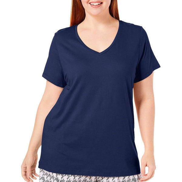 HUE Women's Short Sleeve V-Neck Lounge Sleep T-Shirt