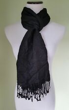 Collection 18 Black With Black Metallic Swirl Scarf Wrap